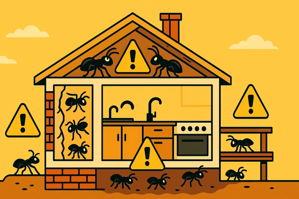 Illustration représentant les endroits où les fourmis se trouvent.