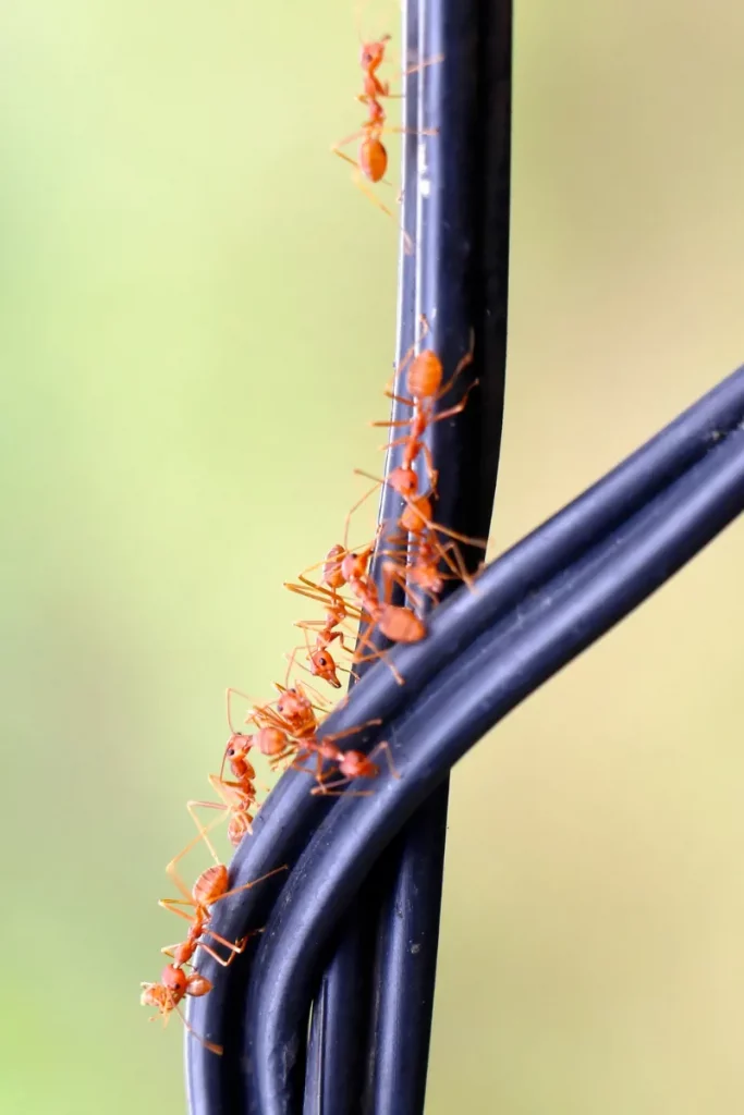 photo d'une procession de fourmis vertes.