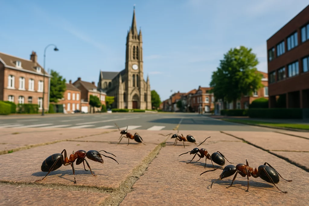 Illustration de fourmis noires dans la ville de Marcq-en-Baroeul pour mettre en avant le service de désinsectisation anti fourmis à Marcq-en-Barœul.